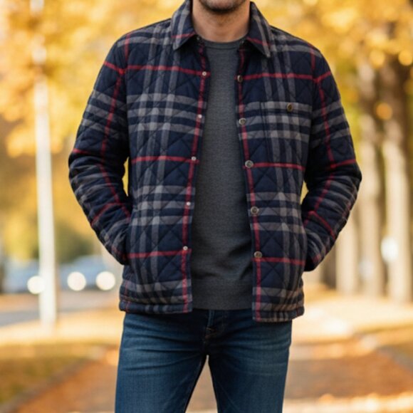 Burberry Forres Men's Navy IP Check Organic Cotton Jacket, Runs large, S, M, L - Picture 1 of 12